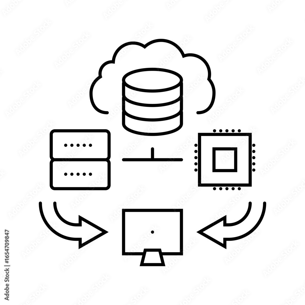 Aufkleber edge computing node data center line icon vector illustration