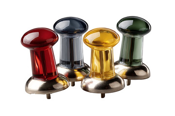 Vibrant collection of colorful glass push pins with metallic bases, perfect for organizing ideas