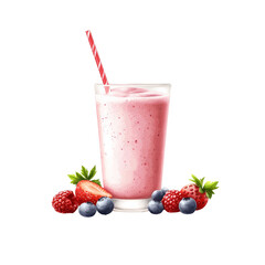 Refreshing berry smoothie in a glass with a straw