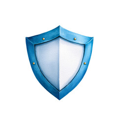 Blue watercolor shield illustration