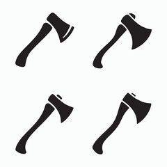 Four stylized black axe silhouettes on a white background