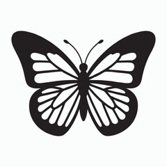 Elegant black and white silhouette of a butterfly