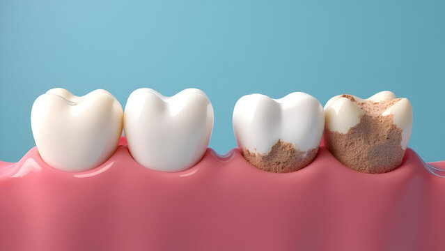 Photorealistic: Healthy Incisal Edges vs Worn Plaque-Damaged Surfaces