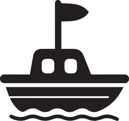 Obraz premium Creative silhouette style vector minimal toy boat logo design, simple nautical icon illustration, modern black ship emblem for kids brand, education, entertainment, playful business identity, and uniq