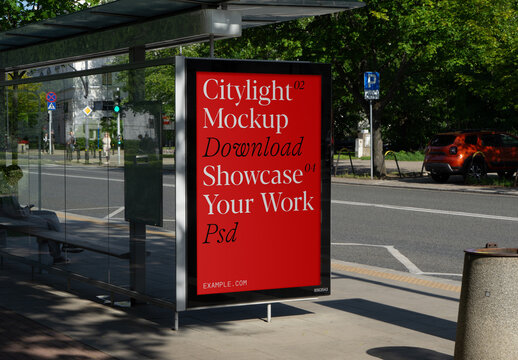 Bus Stop Poster Cityligh Mockup