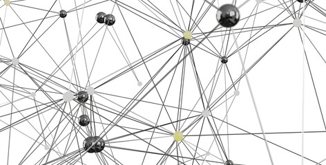 3D rendering of a network connection, representing global communication, technology, and data flow.