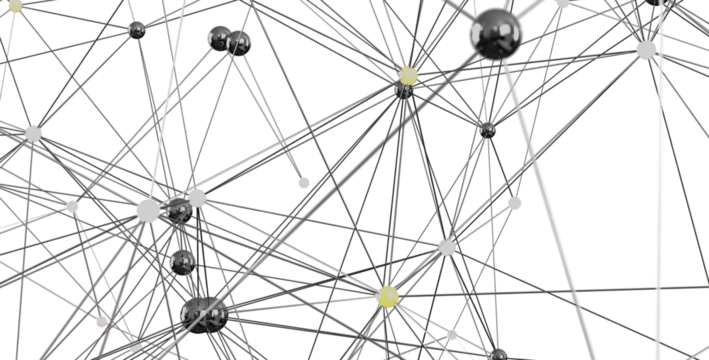 3D rendering of a network connection, representing global communication, technology, and data flow.