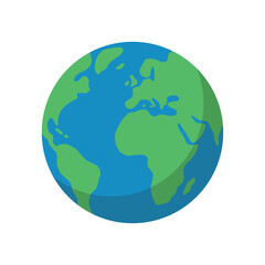 Planet Earth Globe. Flat Vector Illustration