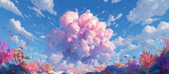 A whimsical coral reef meets a cloud explosion