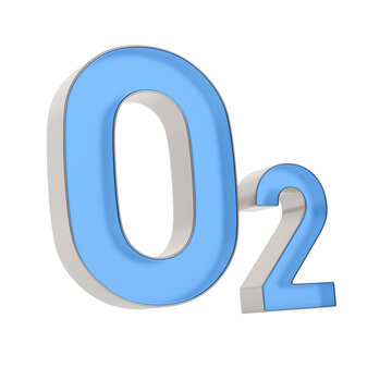 Oxygen formula on white background. Isolated 3D illustration