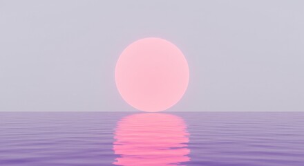 Pink sun reflecting on the water surface