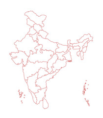 Clean vector outline map of India with clear state borders, perfect for educational, business, and geographic use in design, print, and web projects.