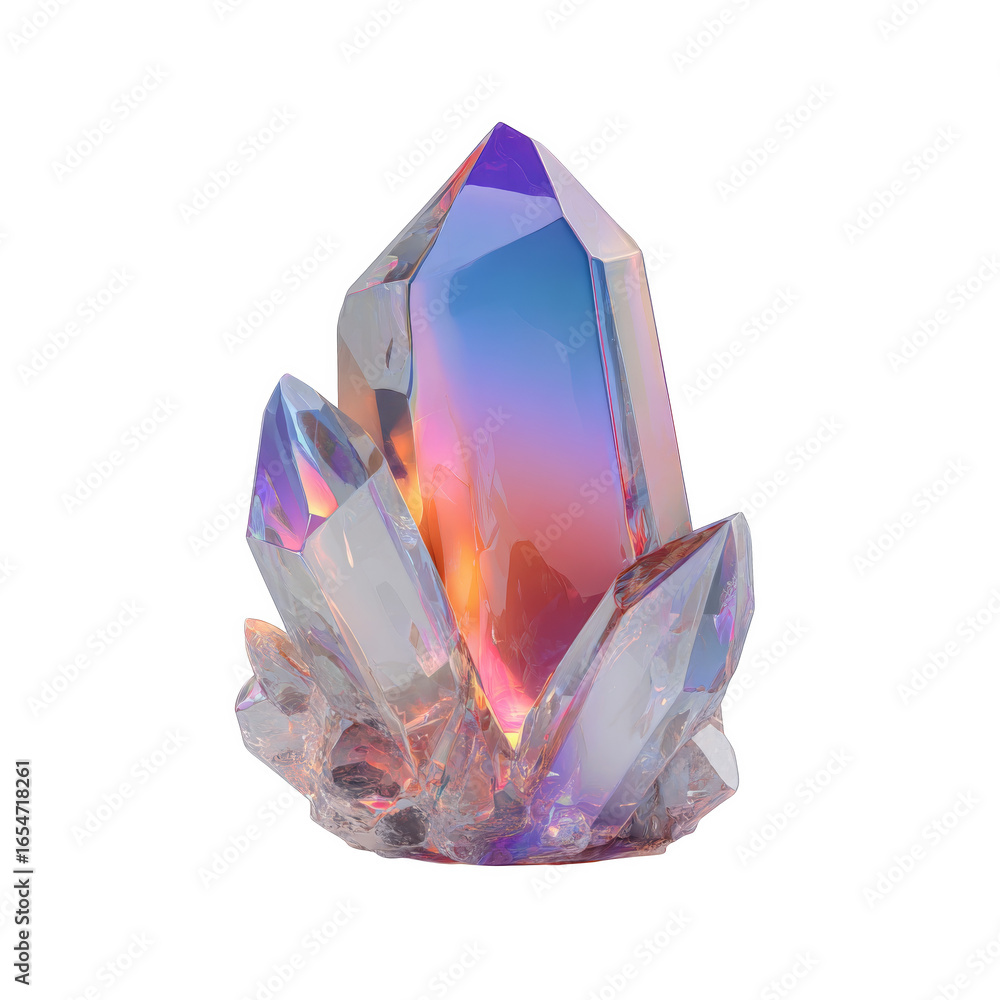 Poster futuristic energy crystal power source isolated in 3d render for creative projects