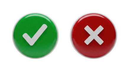 Fototapeta premium Checkmark and Crossmark: A vibrant image showcases a green checkmark and a red crossmark side by side, perfect for conveying acceptance or rejection.