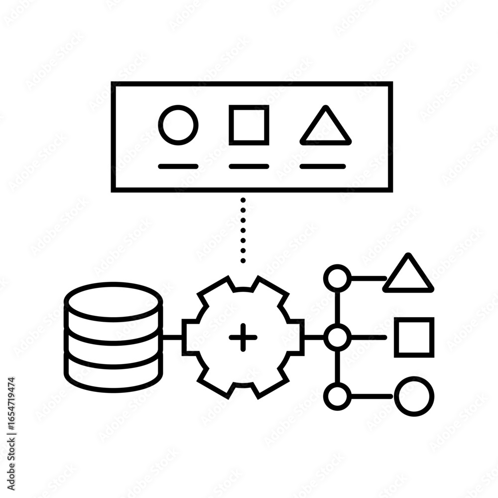 Poster supervised learning machine line icon vector illustration