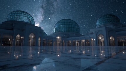 Fototapeta premium Nighttime architectural complex domes