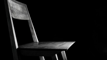 Wooden chair black and white image