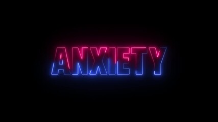 Neon Anxiety text animation. Anxiety Style, Design Elements motion graphics. banner sign template signboard video footage.
