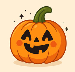 Cartoon Halloween carved pumpkin with smiling face. Vector illustration