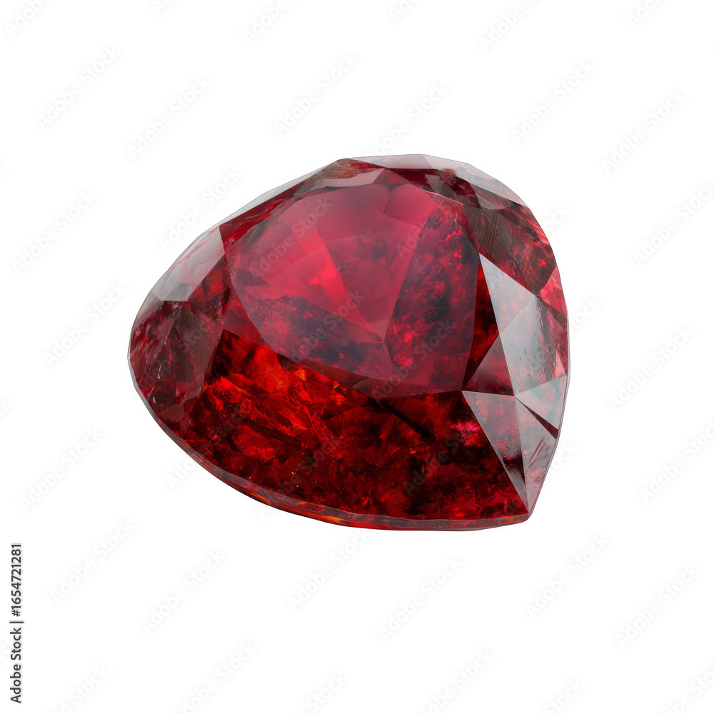 Aufkleber stunning isolated ruby gemstone with deep red color and intricate facets against a clean white backg