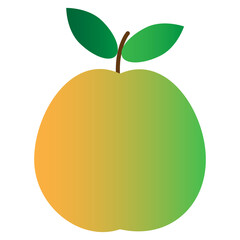 A yellow-green apple. The fruit is isolated on a white background. Vector illustration.