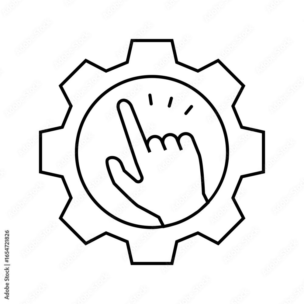 Poster gesture control augmented reality line icon vector illustration