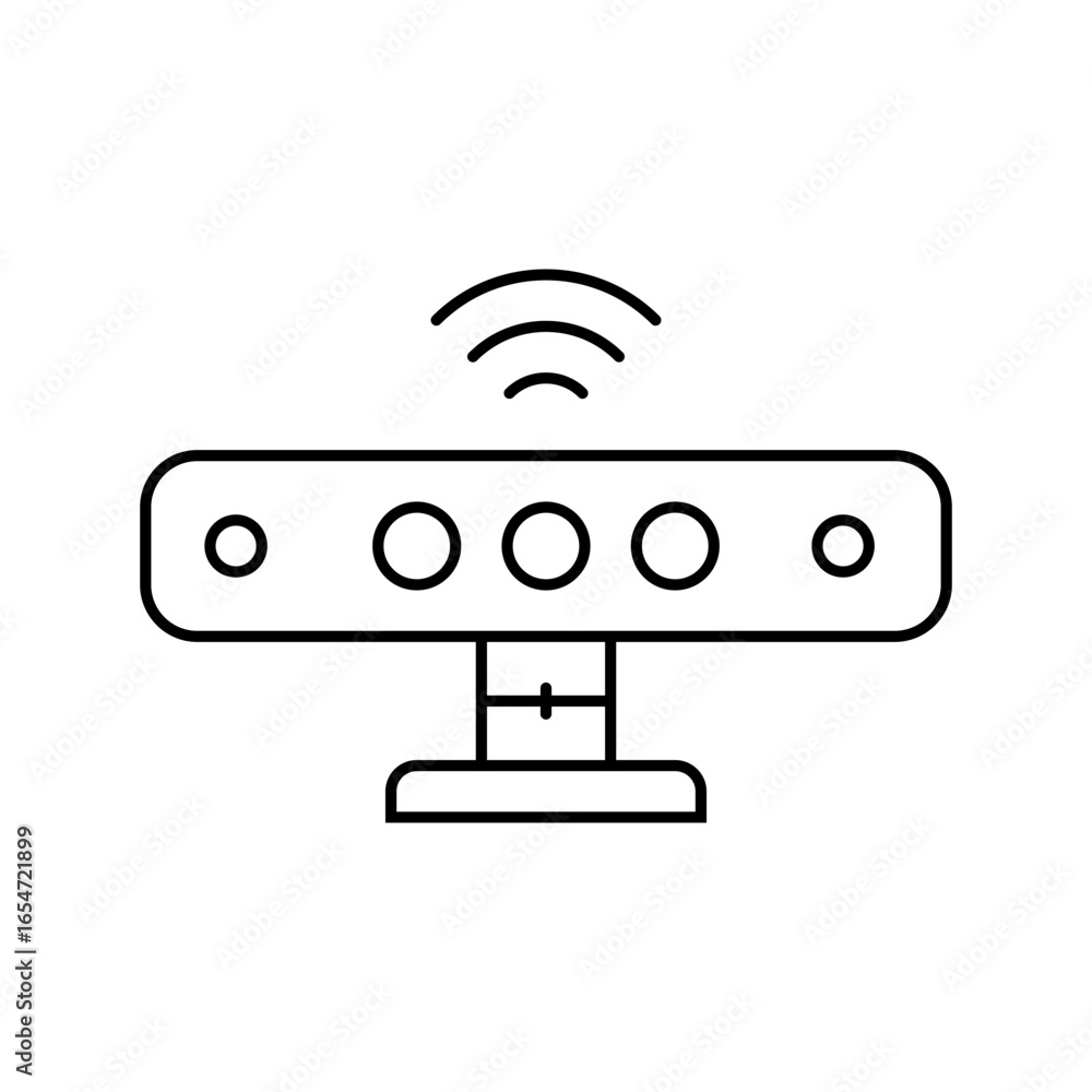Poster depth sensor augmented reality line icon vector illustration
