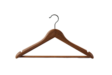 Wooden coat hanger, angled view
