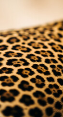 Close-up view of leopard fur showcasing its distinctive patterned coat, texture, and coloration.
