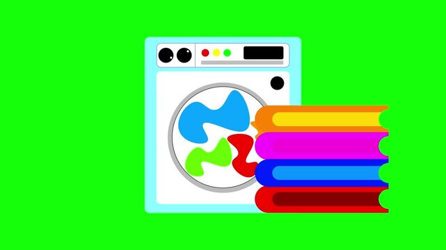 Washing machine animation as a concept for home cleaning services and laundry services.