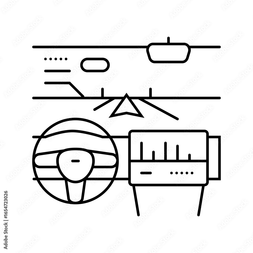 Poster augmented reality head up display line icon vector illustration