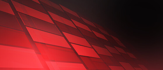 red header and banner with square pattern in perspective