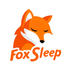 Obraz premium Cute orange fox sleeping soundly Fox Sleep logo design