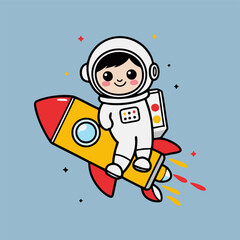 An adorable astronaut zooming through a galaxy on a pencil rocket shaped like a giant chocolate bar, with floating candy planets and sparkling stardust all around.