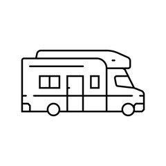rv recreational vehicle mobile home line icon vector illustration
