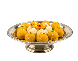 Festive Modak Plate – Silver plate filled with traditional steamed modaks