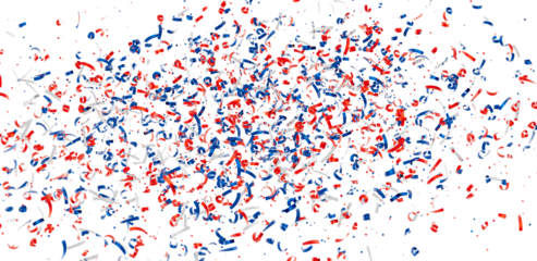 Download this festive image of red, white, and blue confetti perfect for celebratory designs. Ideal for 4th of July, Memorial Day, or any patri
