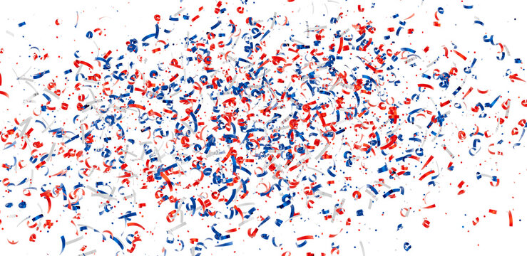 Download this festive image of red, white, and blue confetti perfect for celebratory designs. Ideal for 4th of July, Memorial Day, or any patri