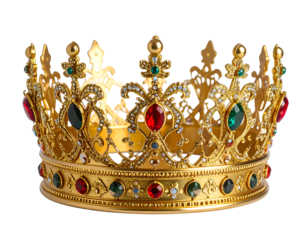 Ganesh Crown Ornament – Ornate golden crown with red and green gemstones