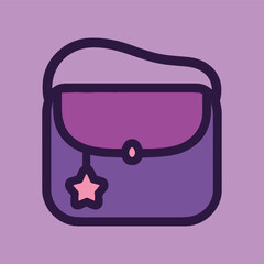 Flat Simple Style Handbag with Star Charm Fashion Illustration