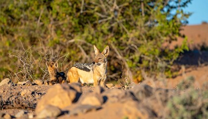 Fototapeta premium Wild dogs in desert
