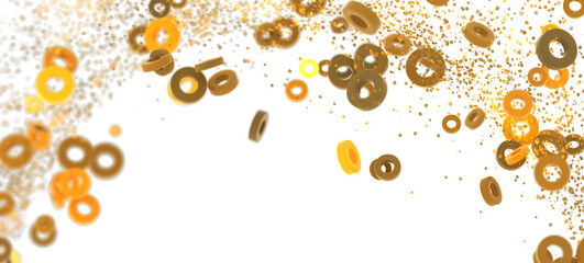 Abstract background with golden rings and sparkles. Perfect for celebratory designs.