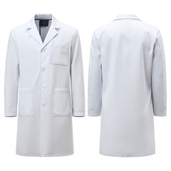 Front and back view of a white lab coat