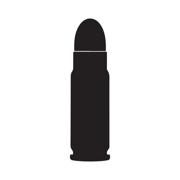 9mm ammo silhouette vector flat illustration on white background.