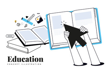 Online education illustration. Vector creative concept for web banner, social media, business presentation, marketing material. 
