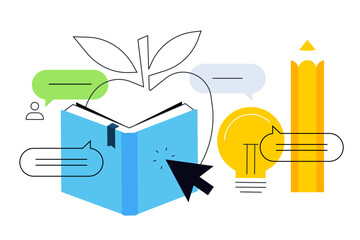 Distance education banner. Vector creative illustration for web banner, social media, business presentation, marketing material. 