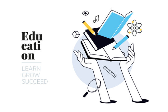 Back to school. Vector creative illustration for web banner, social media, business presentation, marketing material. 