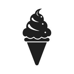 Silhouette of ice cream cone isolated on white background.