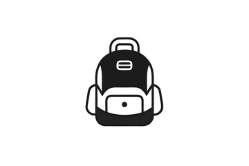 Vector art of black and white backpack icon isolated on white background for school, travel, and outdoor activities with simple, modern, and minimal design style