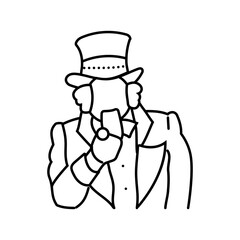 uncle sam pointing pose line icon vector illustration